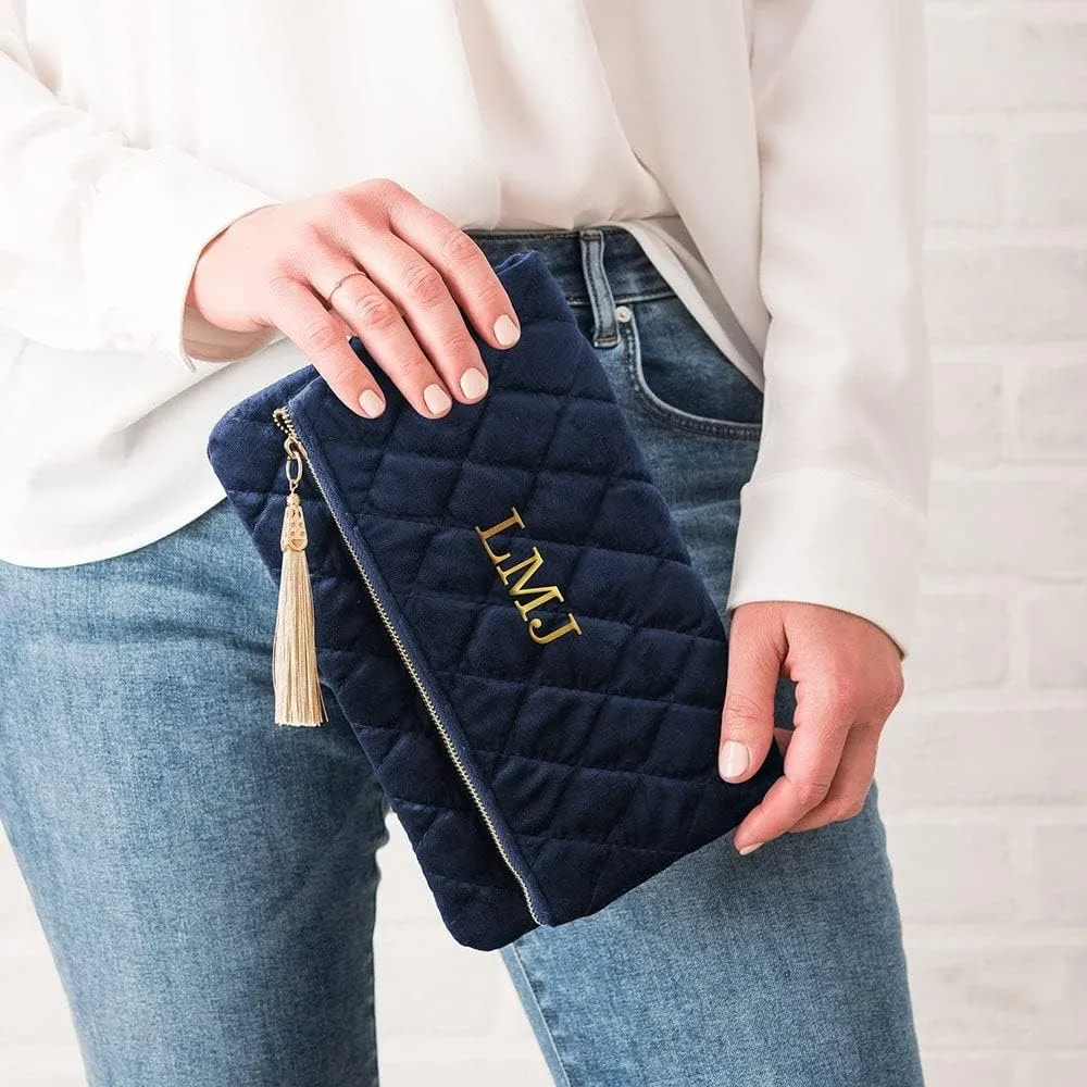 WEDDINGSTAR Custom Embroidered Fold Over Velvet Clutch
