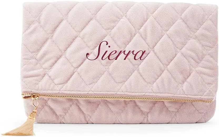 WEDDINGSTAR Custom Embroidered Fold Over Velvet Clutch