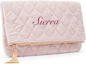 WEDDINGSTAR Custom Embroidered Fold Over Velvet Clutch