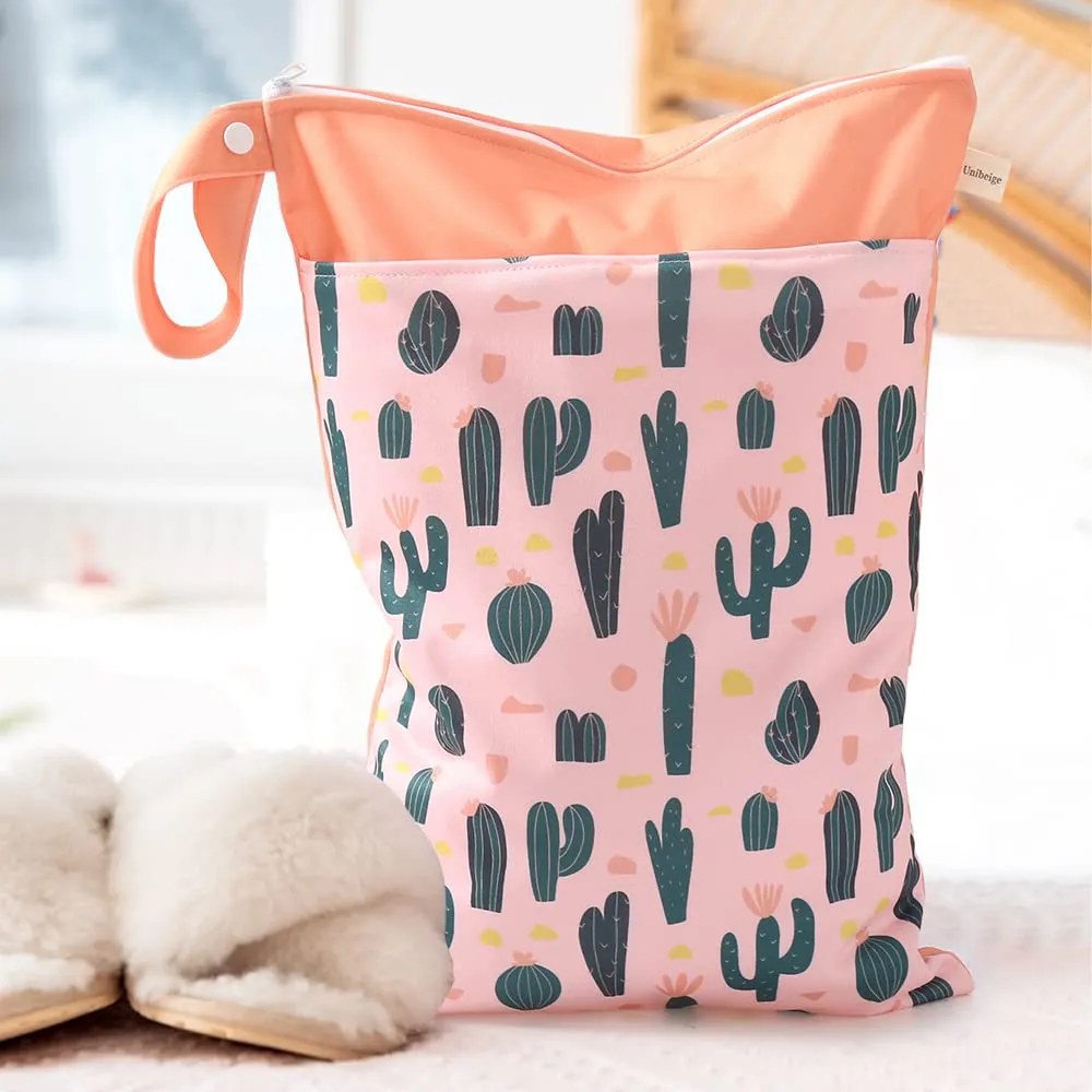 Wet Dry Bags for Baby Cloth Diapers - Waterproof Reusable Washable Travel Bags, Gym Bag, Pool, Daycare Soiled Baby Items Yoga Gym Bag for Swimsuits & Wet Clothes 3pcs/set（Heart&Rainbow
