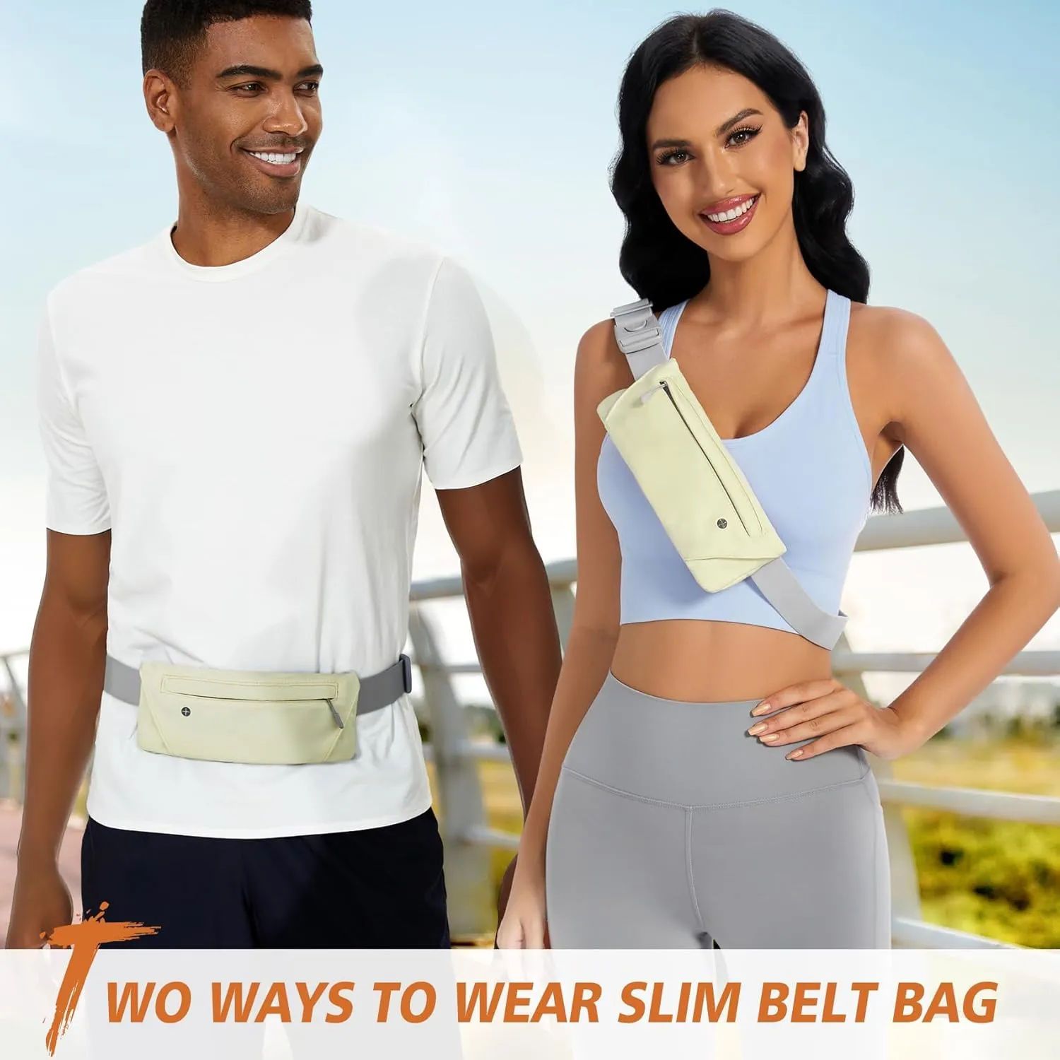 WHIPPY Slim Running Belt Fanny Pack for Women Men Elastic Runners Belt Waist Pouch Chest Bag Phone Holder Waist Pack for Running Hiking