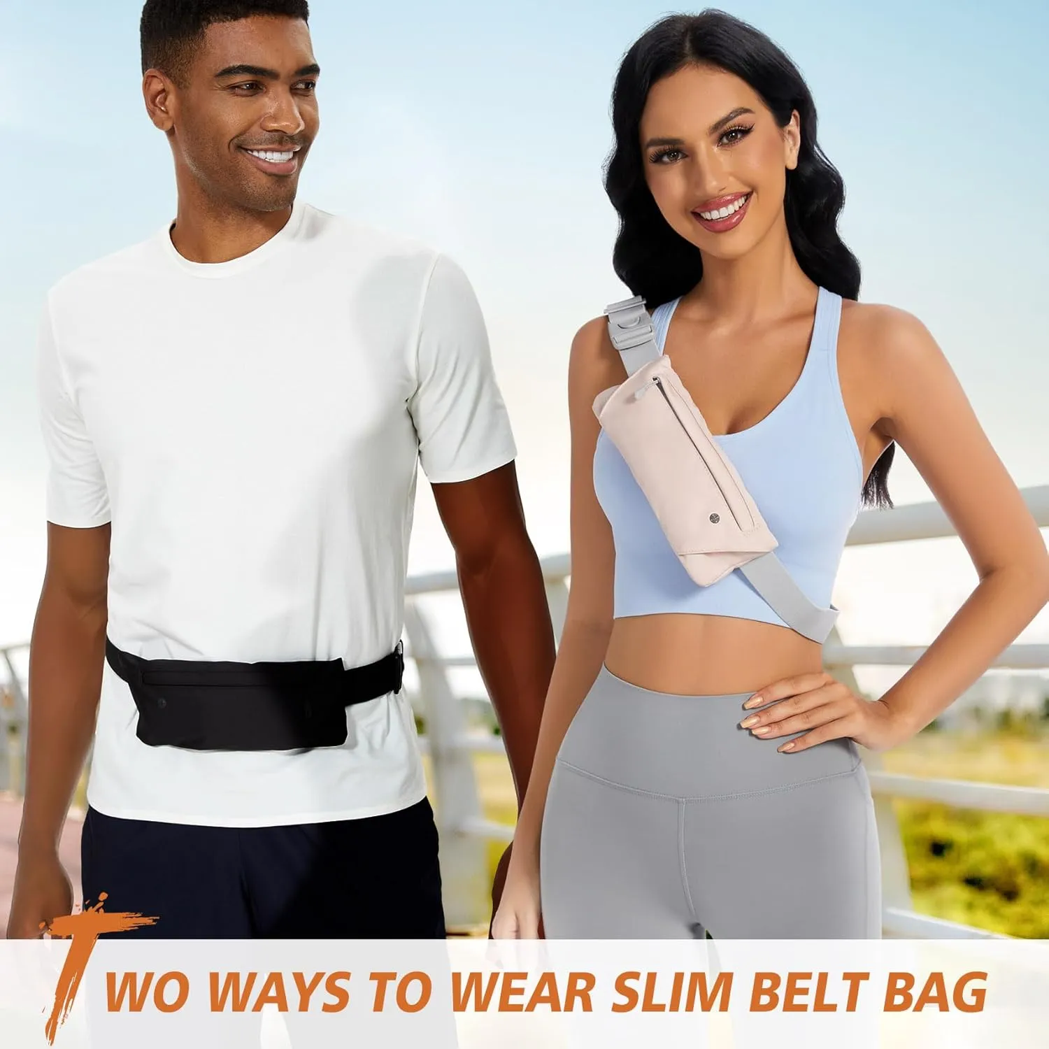 WHIPPY Slim Running Belt Fanny Pack for Women Men Elastic Runners Belt Waist Pouch Chest Bag Phone Holder Waist Pack for Running Hiking