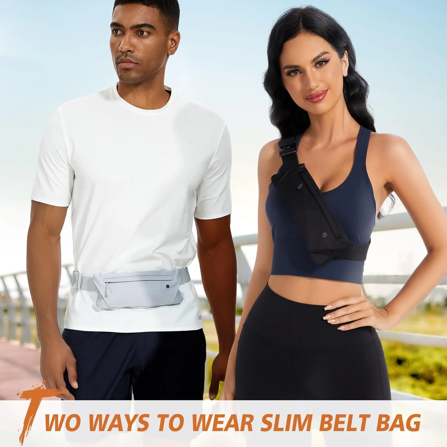 WHIPPY Slim Running Belt Fanny Pack for Women Men Elastic Runners Belt Waist Pouch Chest Bag Phone Holder Waist Pack for Running Hiking