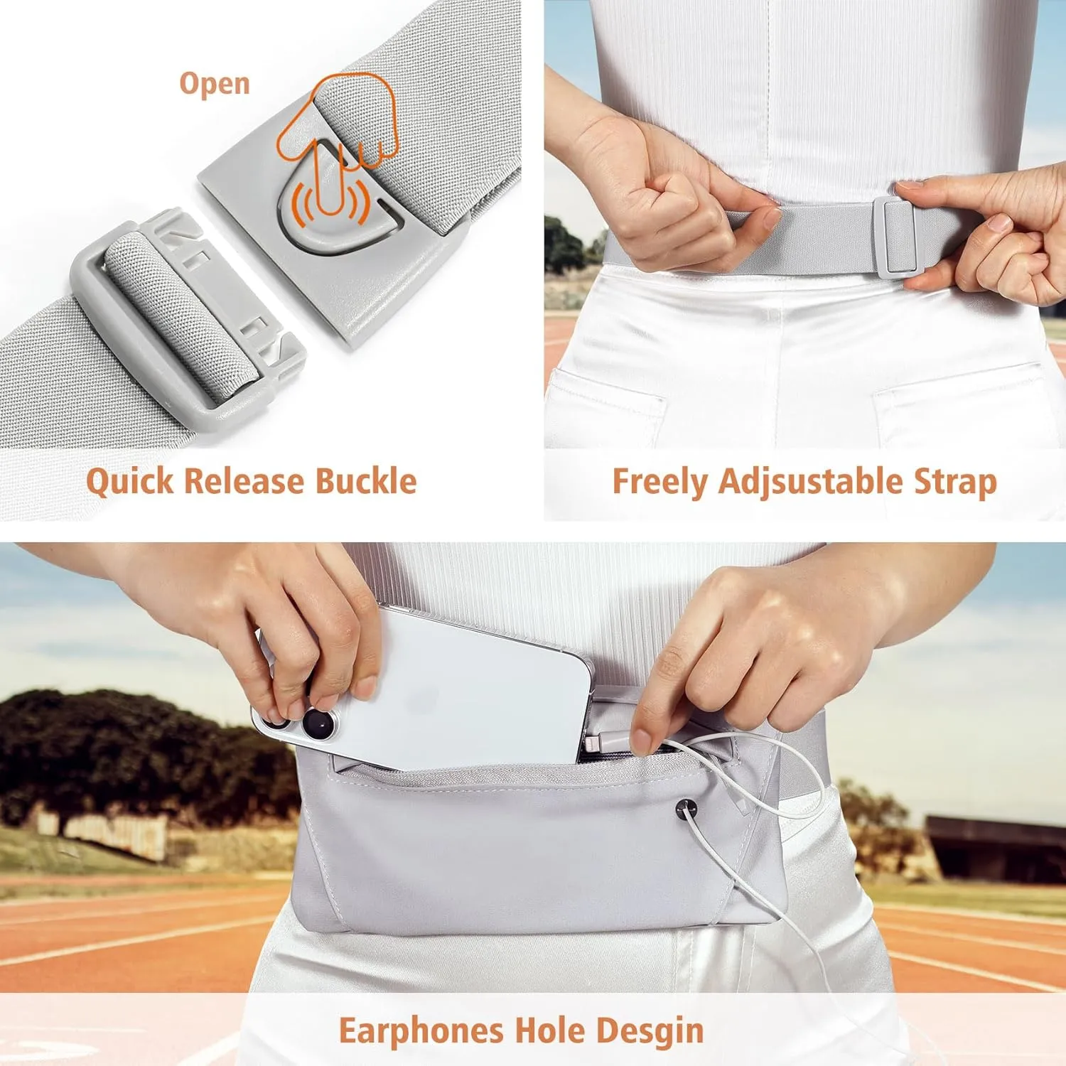 WHIPPY Slim Running Belt Fanny Pack for Women Men Elastic Runners Belt Waist Pouch Chest Bag Phone Holder Waist Pack for Running Hiking
