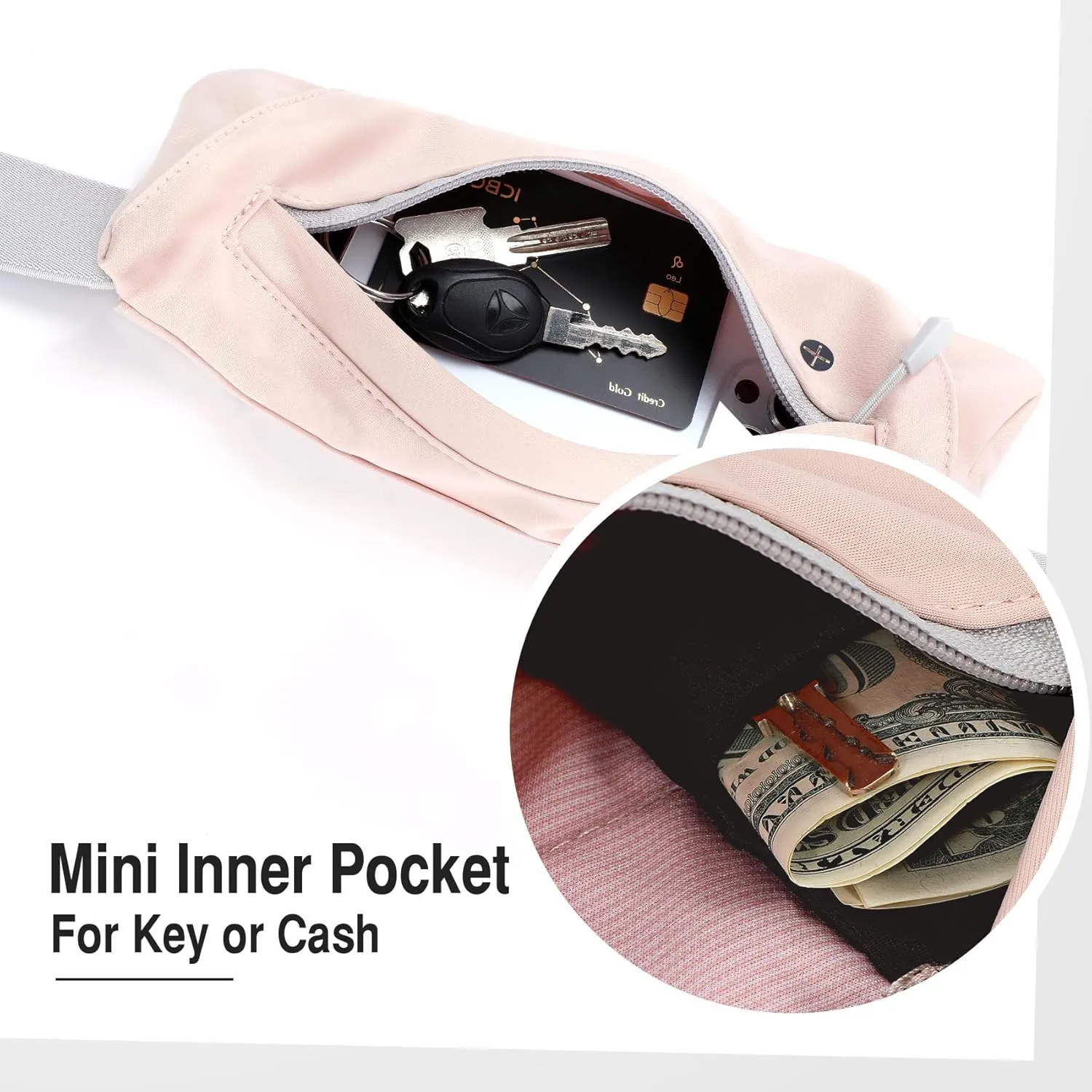 WHIPPY Slim Running Belt Fanny Pack for Women Men Elastic Runners Belt Waist Pouch Chest Bag Phone Holder Waist Pack for Running Hiking