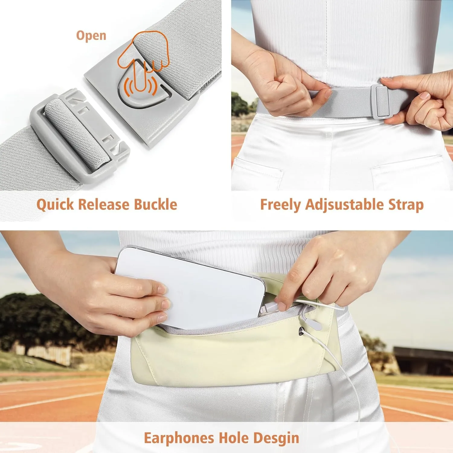 WHIPPY Slim Running Belt Fanny Pack for Women Men Elastic Runners Belt Waist Pouch Chest Bag Phone Holder Waist Pack for Running Hiking