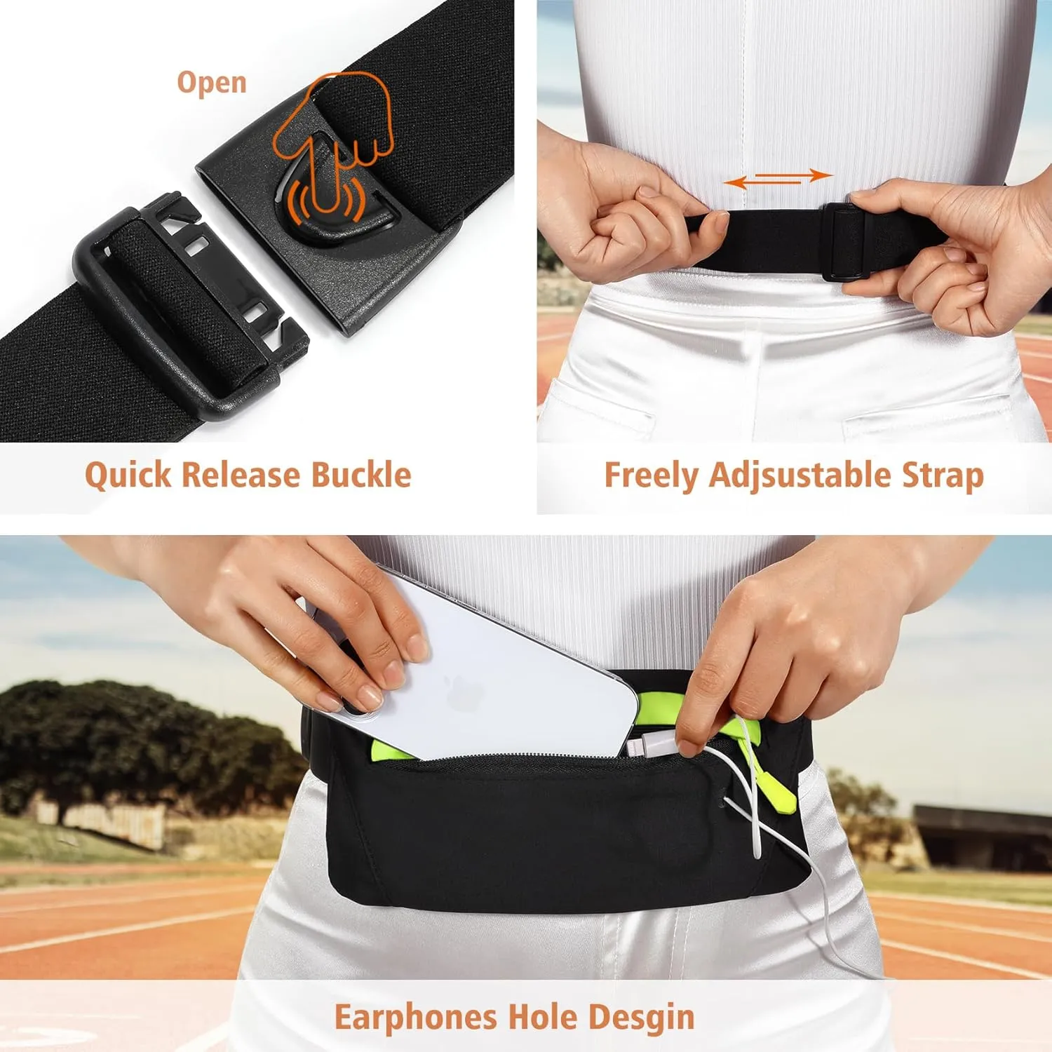 WHIPPY Slim Running Belt Fanny Pack for Women Men Elastic Runners Belt Waist Pouch Chest Bag Phone Holder Waist Pack for Running Hiking