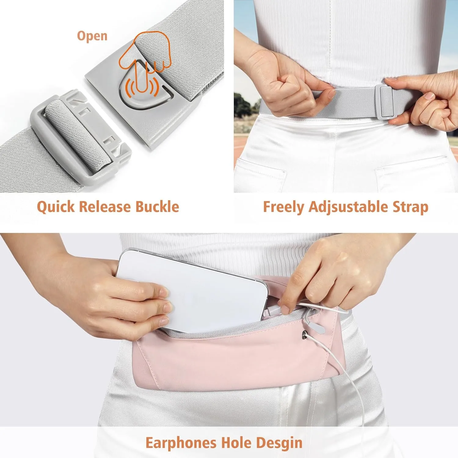 WHIPPY Slim Running Belt Fanny Pack for Women Men Elastic Runners Belt Waist Pouch Chest Bag Phone Holder Waist Pack for Running Hiking