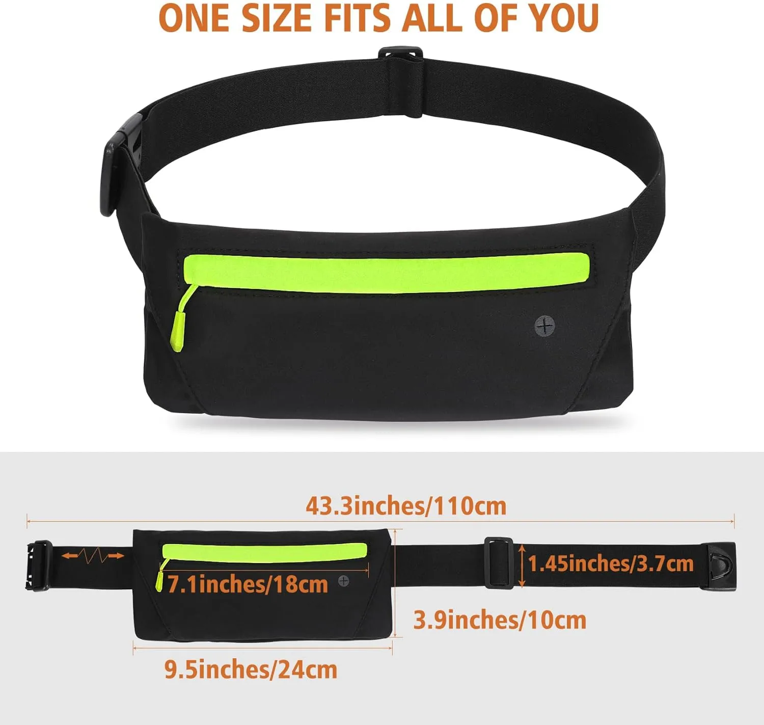 WHIPPY Slim Running Belt Fanny Pack for Women Men Elastic Runners Belt Waist Pouch Chest Bag Phone Holder Waist Pack for Running Hiking