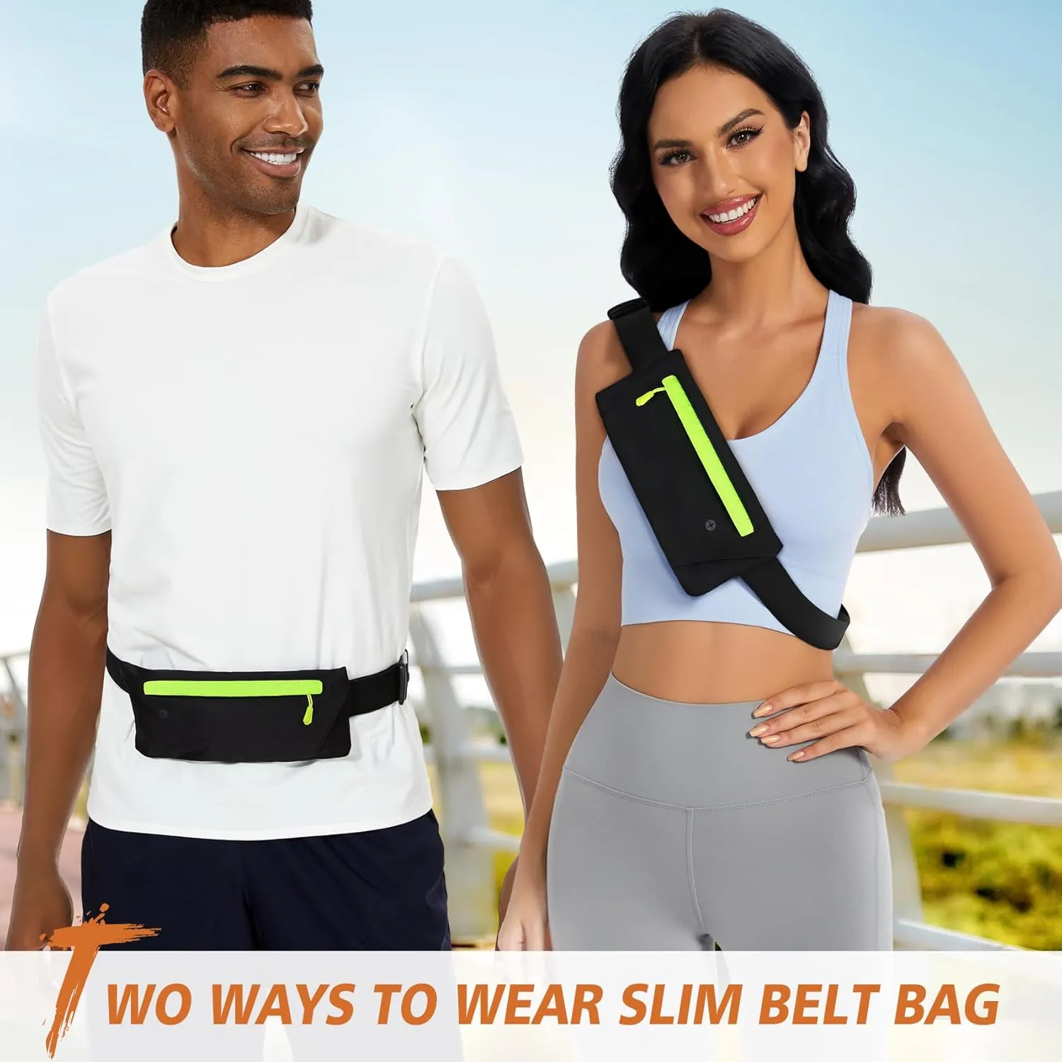 WHIPPY Slim Running Belt Fanny Pack for Women Men Elastic Runners Belt Waist Pouch Chest Bag Phone Holder Waist Pack for Running Hiking
