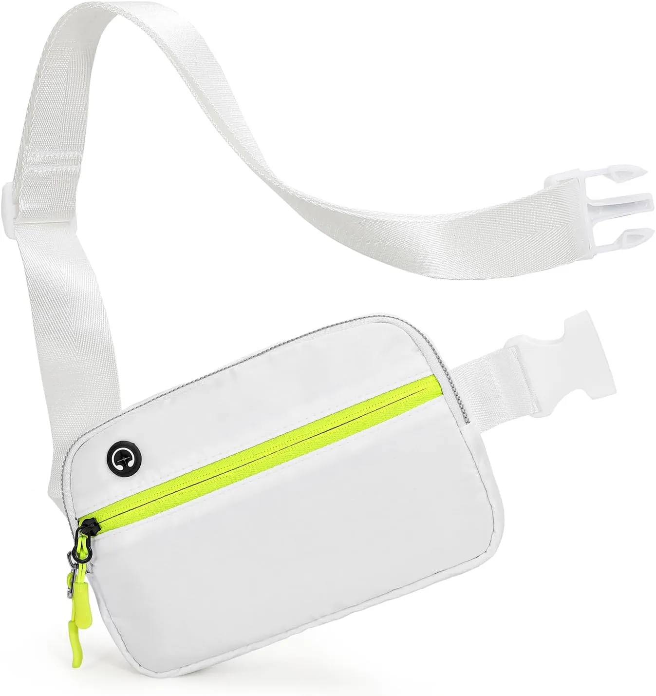 White Belt Bag for Women Men, Small White Crossbody Fanny Pack, Everywhere Mini Belt Bags Waist Pack with Extended Strap