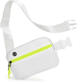 White Belt Bag for Women Men, Small White Crossbody Fanny Pack, Everywhere Mini Belt Bags Waist Pack with Extended Strap
