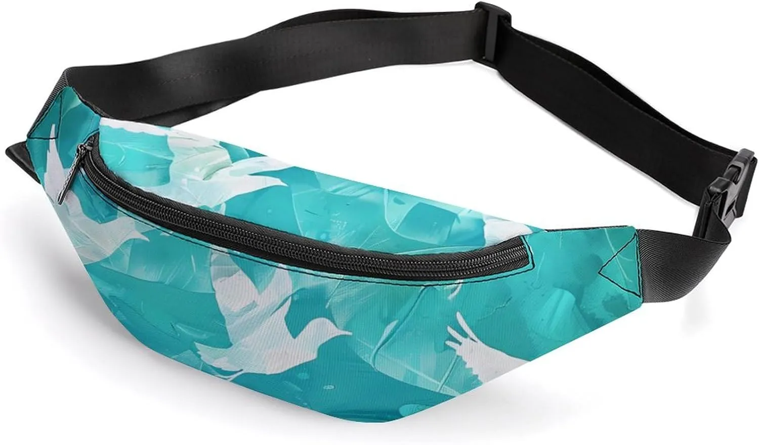 White Pigeons Green Lake Crossbody Fanny Pack Waist Packs Adjustable Shoulder Bags Sling Bag for Hiking Running Cycling