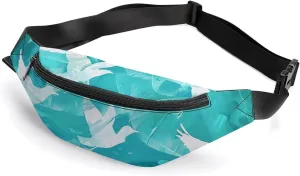 White Pigeons Green Lake Crossbody Fanny Pack Waist Packs Adjustable Shoulder Bags Sling Bag for Hiking Running Cycling