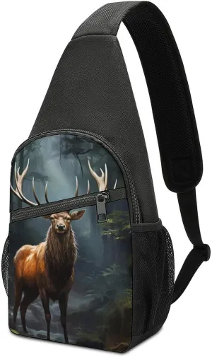 Wildlife Deer Small Sling Bag Crossbody Bags Casual Chest Bag Daypack for Travel Sports Hiking