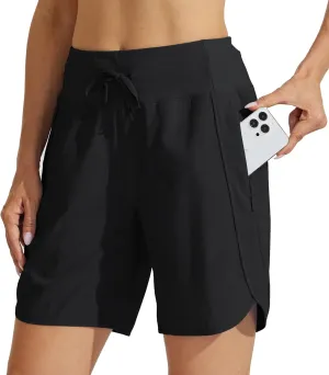 Willit Women's 7" Athletic Running Shorts Long Workout Hiking Shorts Quick Dry High Waisted Active Zipper Pocket