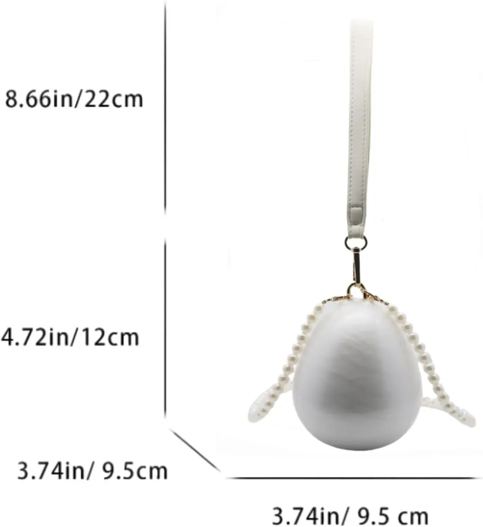 Women Acrylic Egg Clutch Bag Cute Pearl Acrylic Evening Handbags Marble Purses Beaded Shoulder Bags for Party Prom