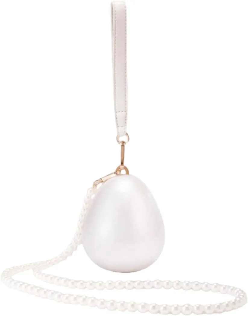 Women Acrylic Egg Clutch Bag Cute Pearl Acrylic Evening Handbags Marble Purses Beaded Shoulder Bags for Party Prom