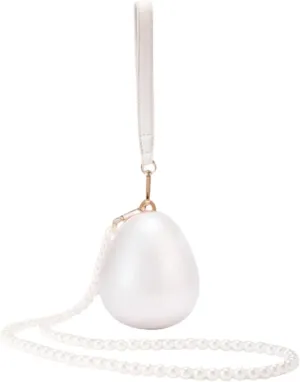 Women Acrylic Egg Clutch Bag Cute Pearl Acrylic Evening Handbags Marble Purses Beaded Shoulder Bags for Party Prom