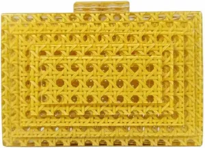 Women Acrylic Rattan Clutch Purse Rattan Woven Evening Bag Wedding Party Purse Summer Beach Wicker Shoulder Handbag