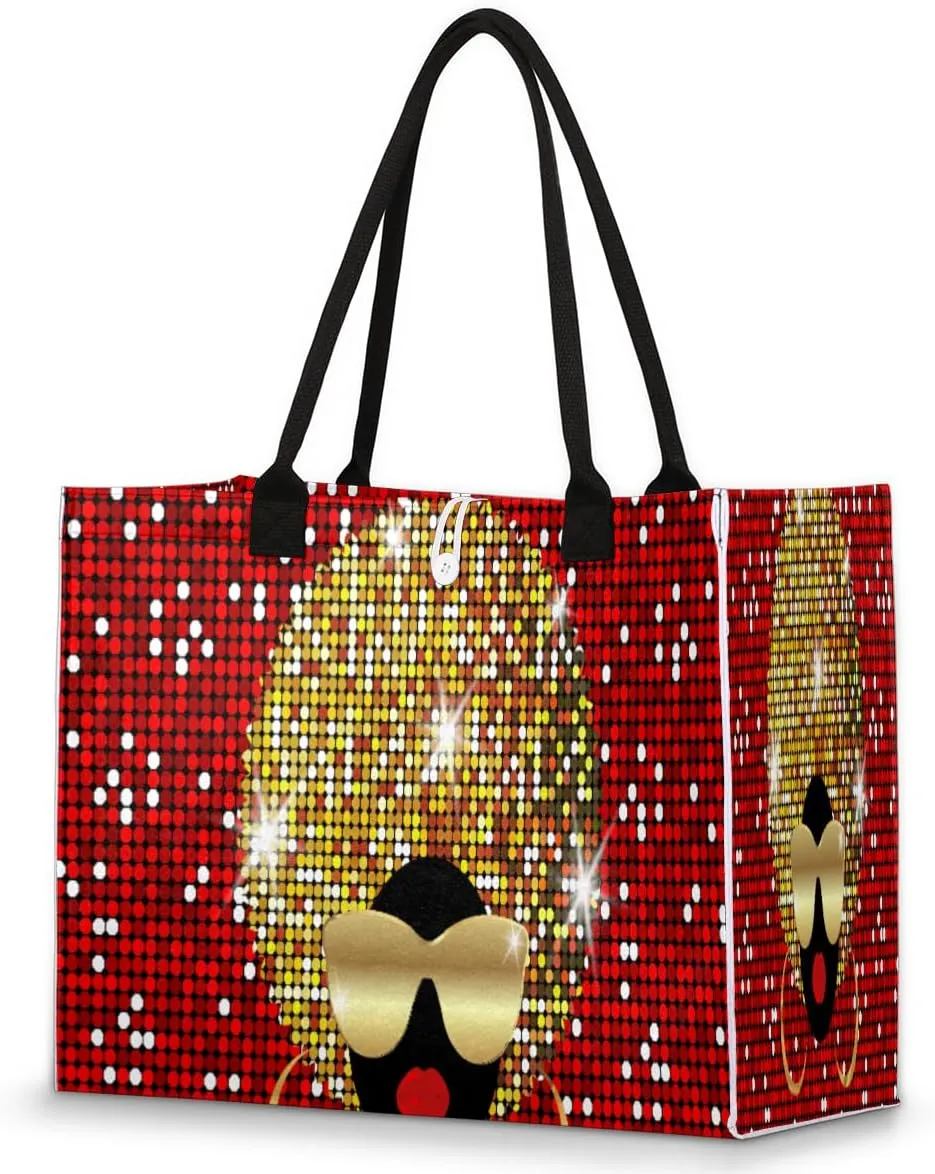 Women Bling Glitter Tote Bag for Women Large Beach Bag Reusable Grocery Bags Tote Bag for Work Shopping Travel Beach