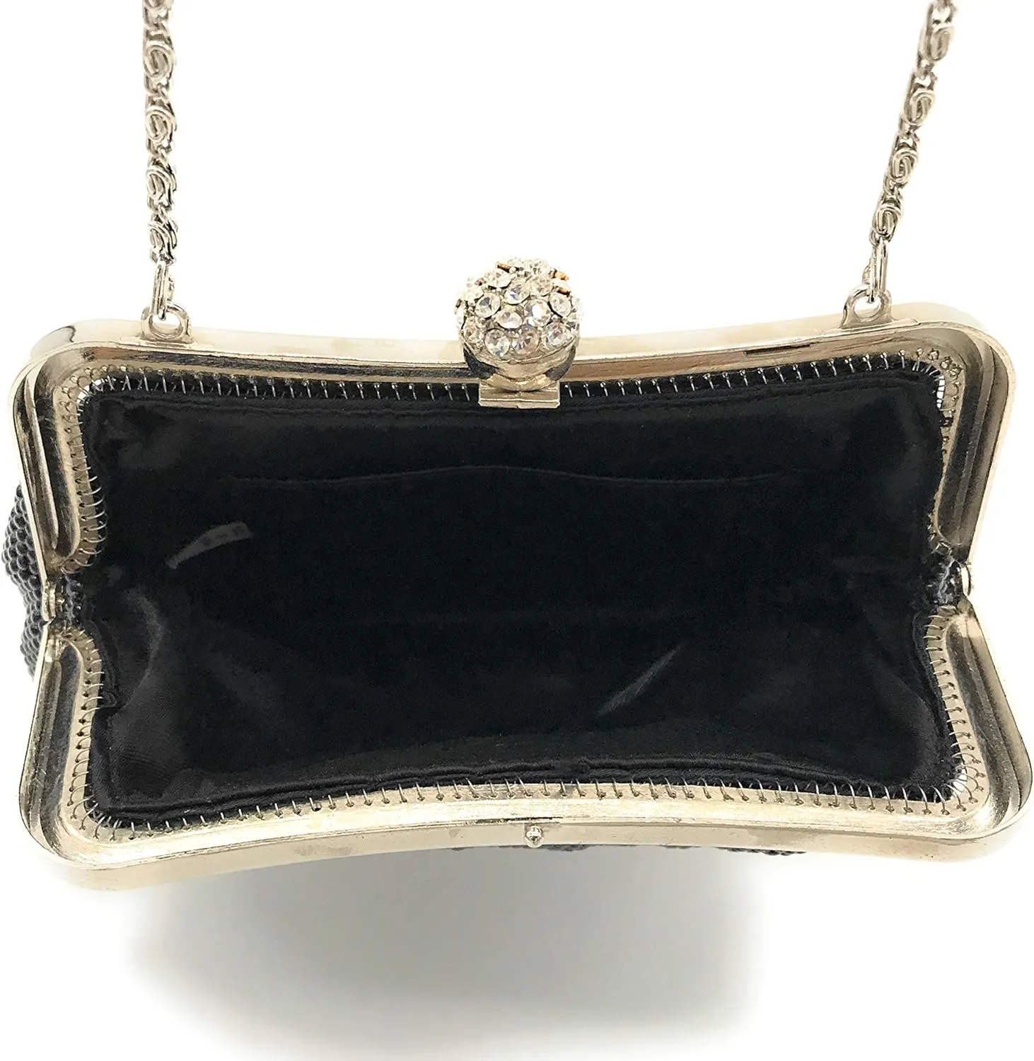 Women clutch metal beaded mesh evening purse bag for Cocktail Party Prom Wedding Banquet