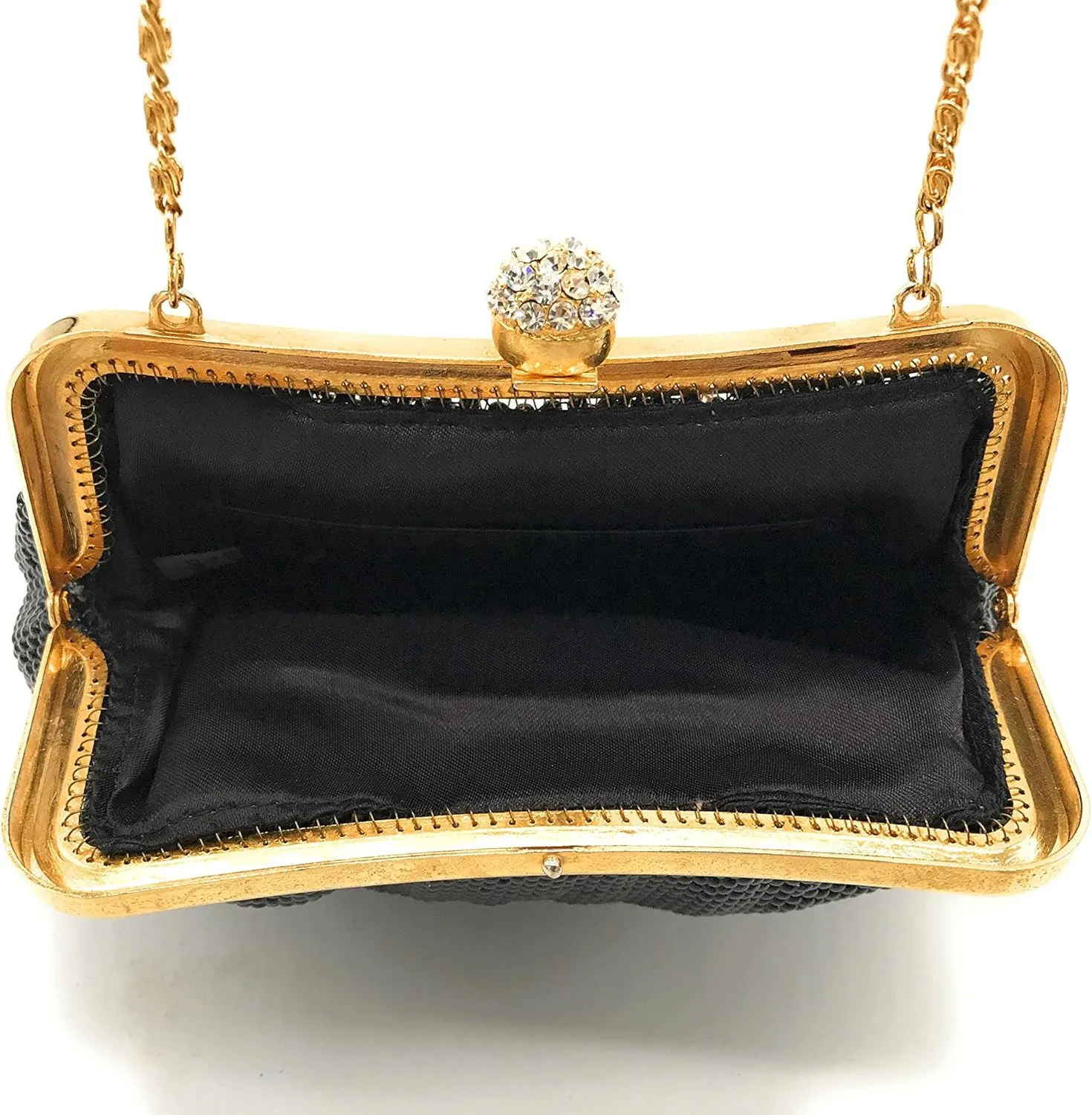 Women clutch metal beaded mesh evening purse bag for Cocktail Party Prom Wedding Banquet