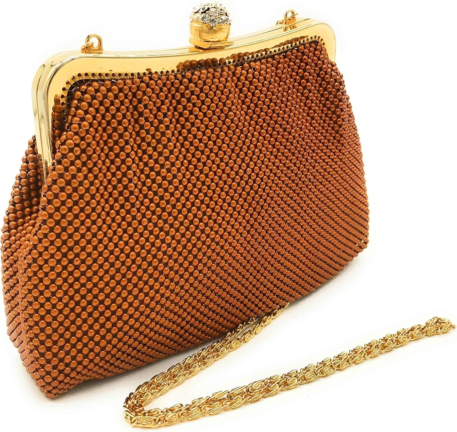 Women clutch metal beaded mesh evening purse bag for Cocktail Party Prom Wedding Banquet