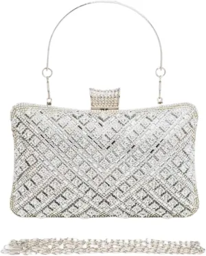 Women Crystal Iconic Bridal Party Box Clutch Rhinestone Beaded Evening Bag Wedding Purse Bridesmaids Partygoers
