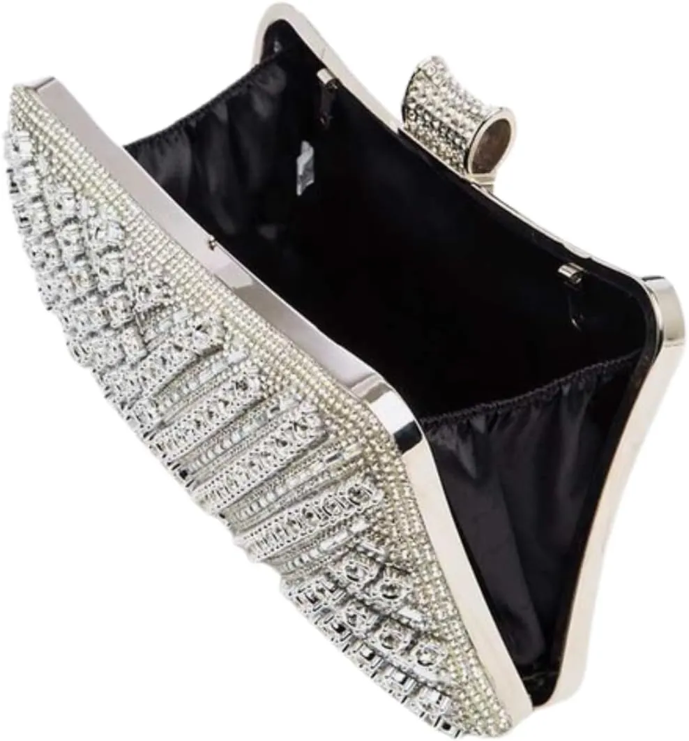 Women Crystal Iconic Bridal Party Box Clutch Rhinestone Beaded Evening Bag Wedding Purse Bridesmaids Partygoers