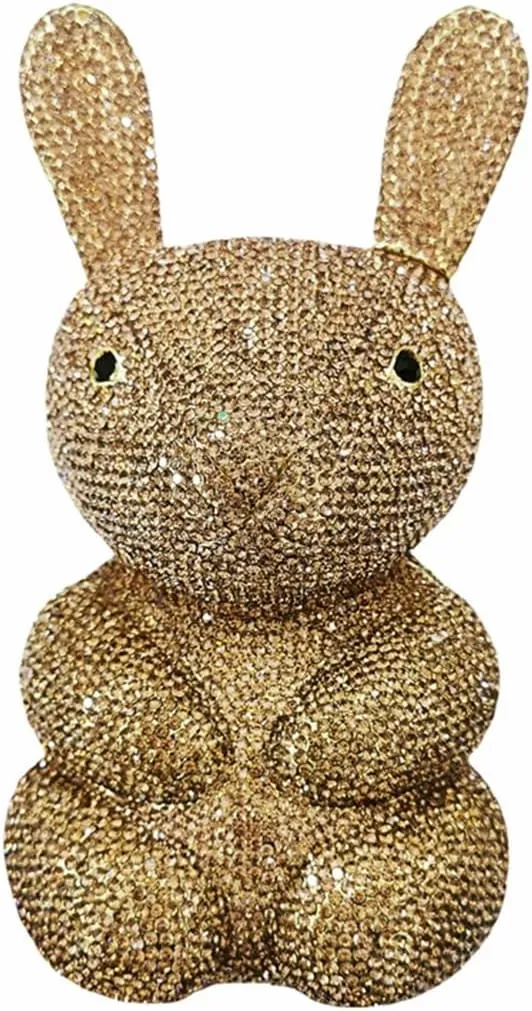 Women Cute Rabbit Shape Rhinestone Evening Bag Chic Animal Crystal Clutch Glitter Full Diamond Purse for Prom Party