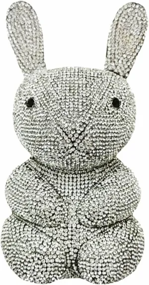 Women Cute Rabbit Shape Rhinestone Evening Bag Chic Animal Crystal Clutch Glitter Full Diamond Purse for Prom Party