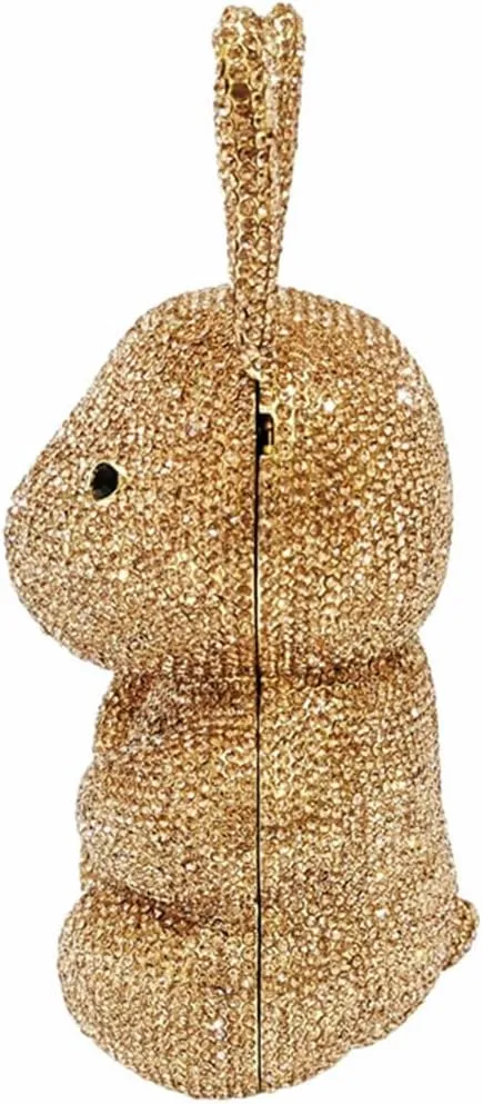 Women Cute Rabbit Shape Rhinestone Evening Bag Chic Animal Crystal Clutch Glitter Full Diamond Purse for Prom Party