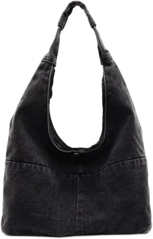 Women Denim Crossbody Tote Spacious Shoulder Bag with Wide Strap, Minimalist Canvas Purse for Daily Essentials Work Commute