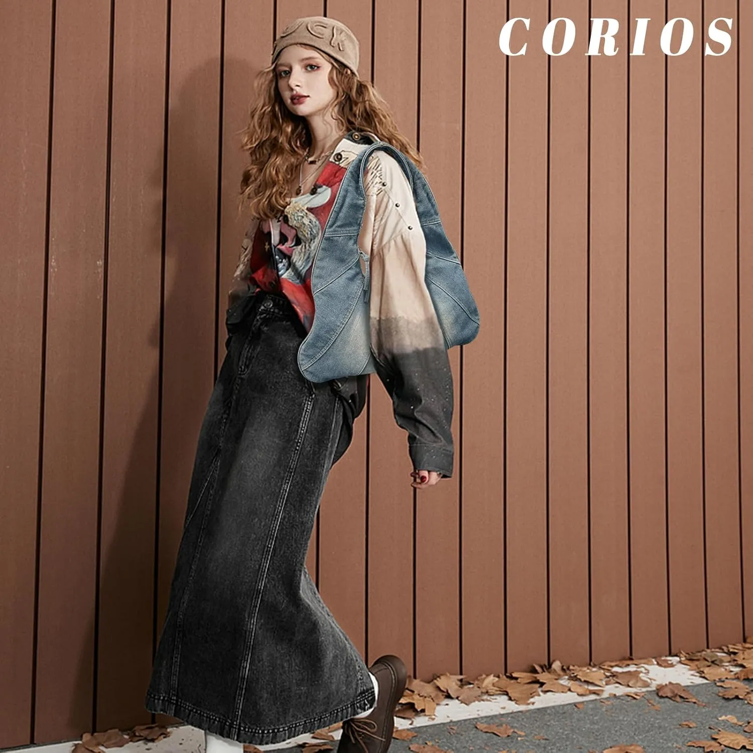 Women Denim Handbag Large Capacity Shoulder Bag Casual Tote Bag Retro Top Handle Bag Jean Purse Lightweight Hobo Bag