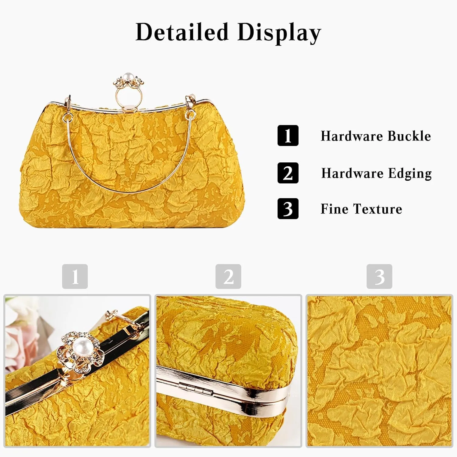Women Evening Bag Pearl Clutch Bag Bridal Wedding Purse Beaded Handbag Shoulder Bag Elegant Crossbody Bag