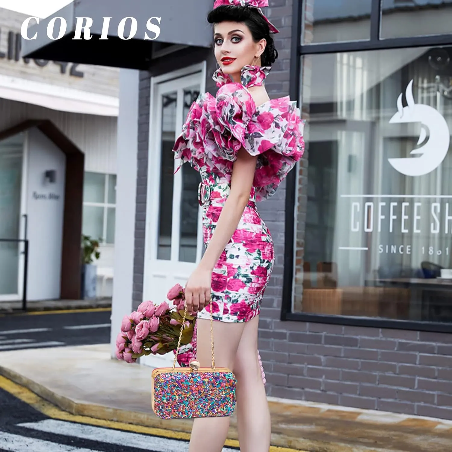 Women Evening Bag Rhinestone Clutch Bag Ladies Handbag With Detachable Chain Bridal Wedding Purse
