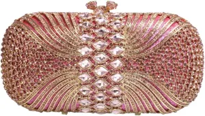 Women Fashion Rhinestone Evening Bag Sparkly Stripe Crystal Handbag Wedding Clutch Purse for Banquet Party