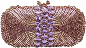 Women Fashion Rhinestone Evening Bag Sparkly Stripe Crystal Handbag Wedding Clutch Purse for Banquet Party