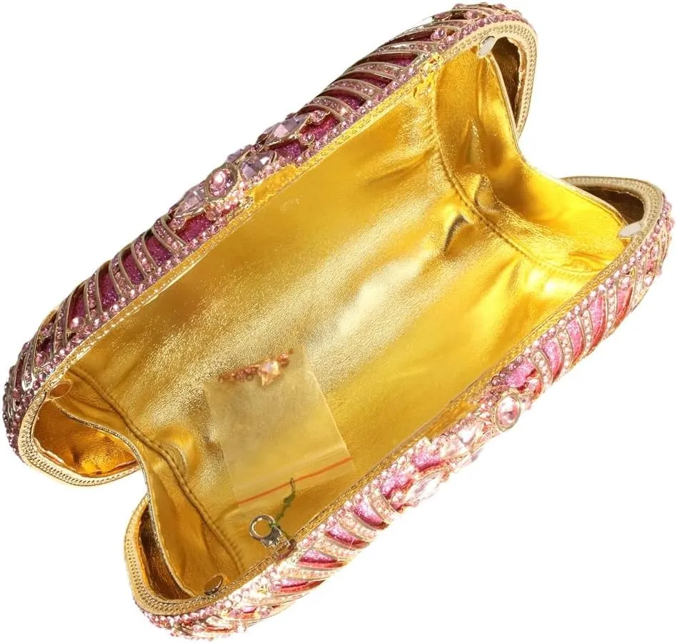 Women Fashion Rhinestone Evening Bag Sparkly Stripe Crystal Handbag Wedding Clutch Purse for Banquet Party