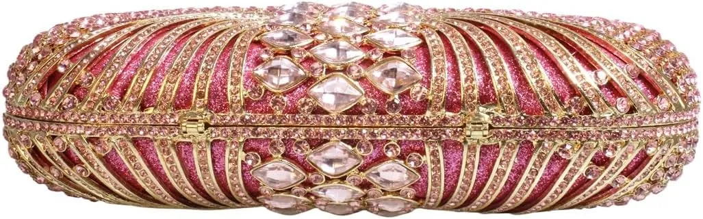 Women Fashion Rhinestone Evening Bag Sparkly Stripe Crystal Handbag Wedding Clutch Purse for Banquet Party