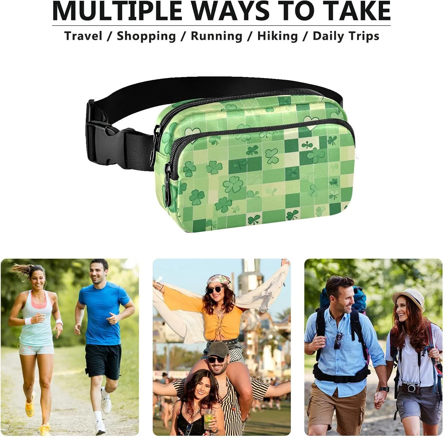 Women Men Crossbody Belt Bag Water Resistant Multipurpose Waist Bags Fanny Pack Croose Body Purse for Travel Running Hiking, St
