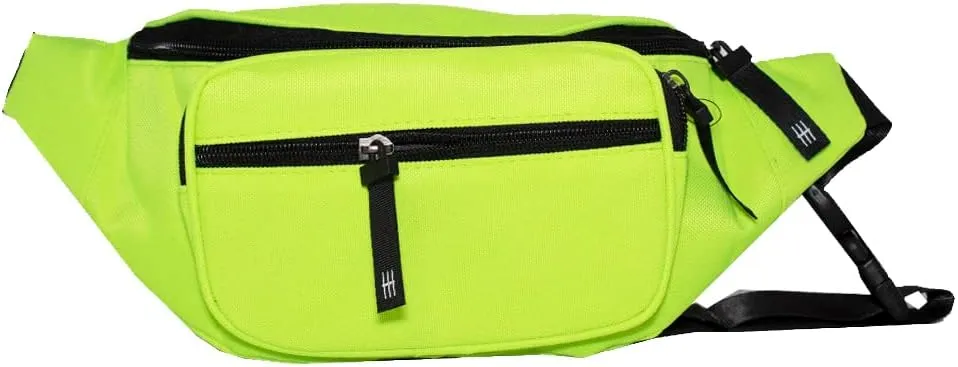 Women Men Neon Yellow Lime Fanny Pack Waist and Crossbody Bag with Adjustable Strap and Zipper Pockets Travel Gift