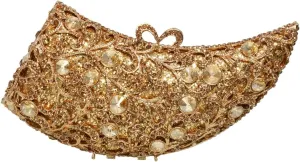 Women Novelty Crystal Evening Handbag Floral Rhinestone Clutch Bag Sparkly Wedding Purse for Prom Party