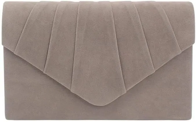 Women Pleated Evening Bag Velvet Suede Envelope Clutch Purse Party Prom Handbag Well made