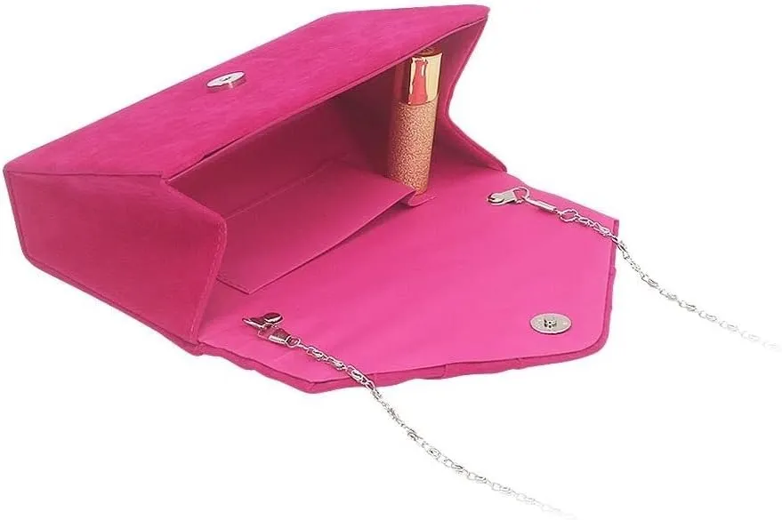 Women Pleated Evening Bag Velvet Suede Envelope Clutch Purse Party Prom Handbag Well made