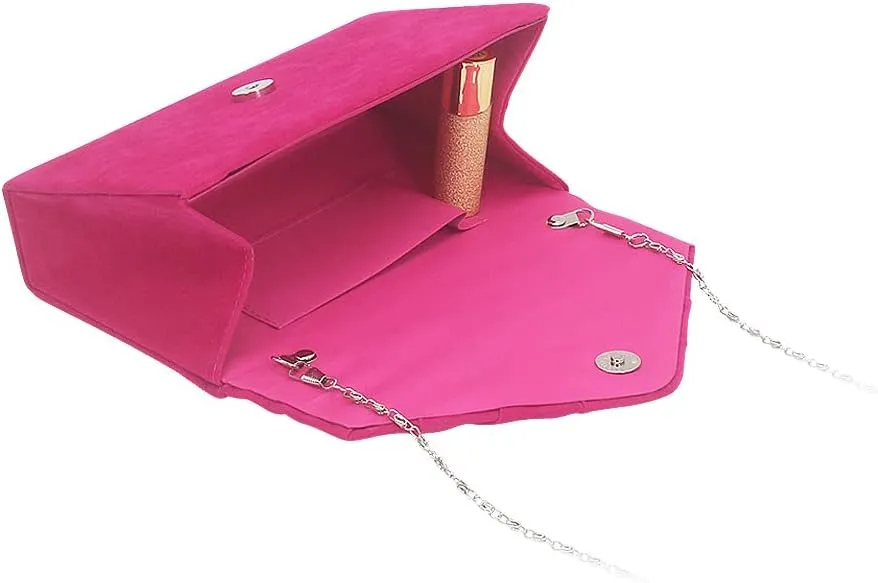 Women Pleated Evening Bag Velvet Suede Envelope Clutch Purse Party Prom Handbag,