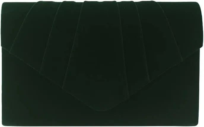 Women Pleated Evening Bag Velvet Suede Envelope Clutch Purse Party Prom Handbag,