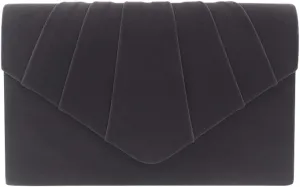 Women Pleated Evening Bag Velvet Suede Envelope Clutch Purse Party Prom Handbag,