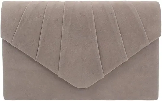 Women Pleated Evening Bag Velvet Suede Envelope Clutch Purse Party Prom Handbag,